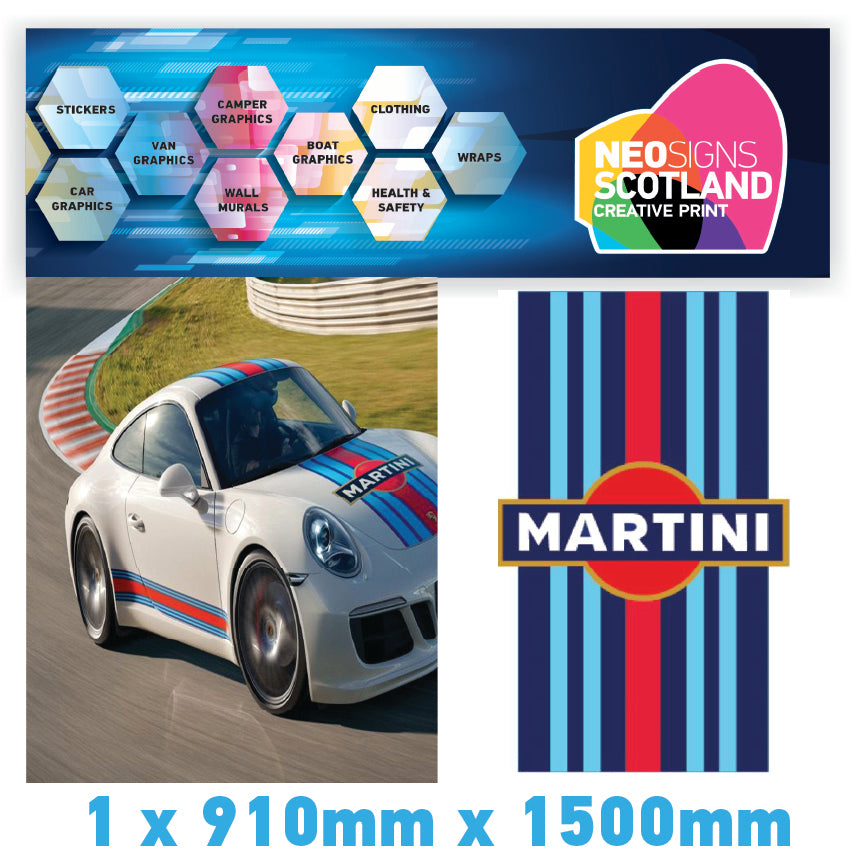 BMRBS03 Martini Racing Style Blue Bonnet Stripe For Porsche