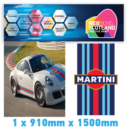 BMRBS03 Martini Racing Style Blue Bonnet Stripe For Porsche