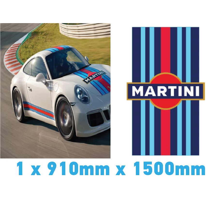 Martini Racing Style Bonnet Stripe For Porsche 5 Sizes 3 Colours