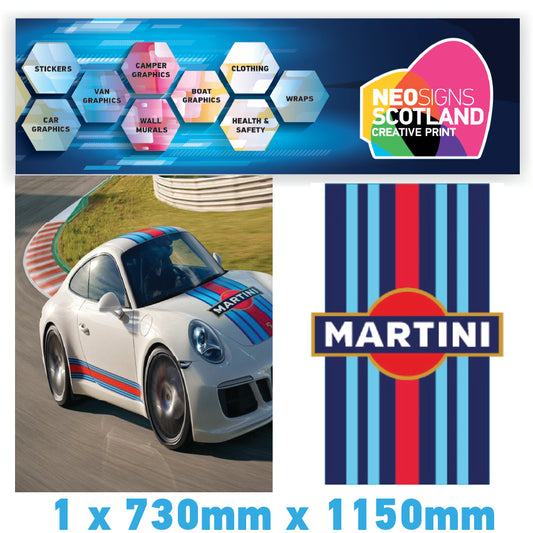 BMRBS04 Martini Racing Style Blue Bonnet Stripe For Porsche