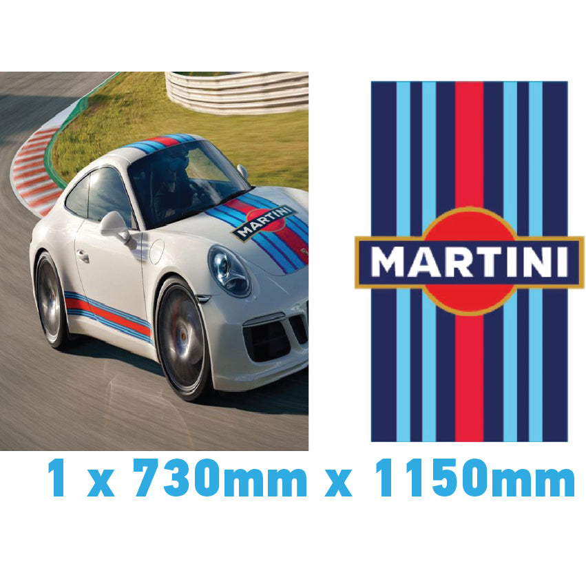 Martini Racing Style Bonnet Stripe For Porsche 5 Sizes 3 Colours