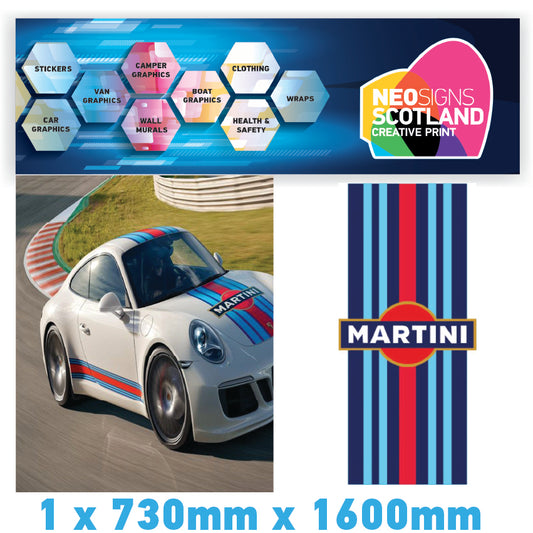BMRBS05 Martini Racing Style Blue Bonnet Stripe For Porsche