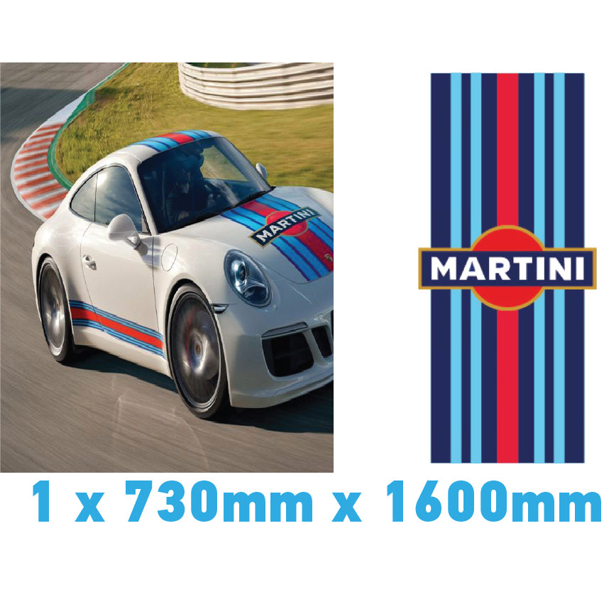 Martini Racing Style Bonnet Stripe For Porsche 5 Sizes 3 Colours