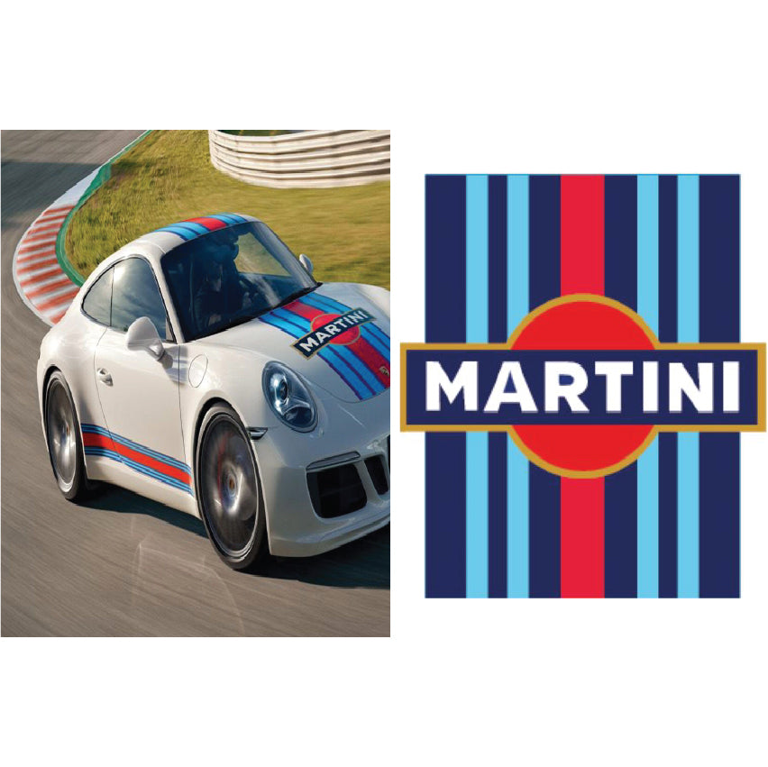 Martini Racing Style Blue Bonnet Stripe For Porsche 5 Sizes
