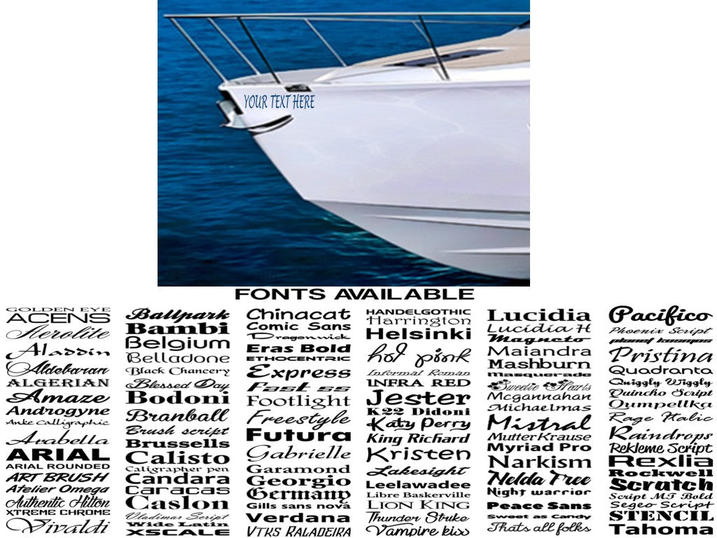 BN01 Boat Name Graphics Vinyl Printed Various Colour
