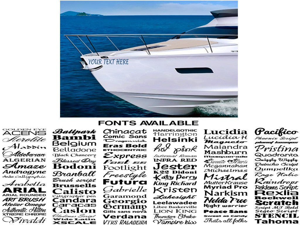BN02 Boat Name Graphics Vinyl Printed Various Colour