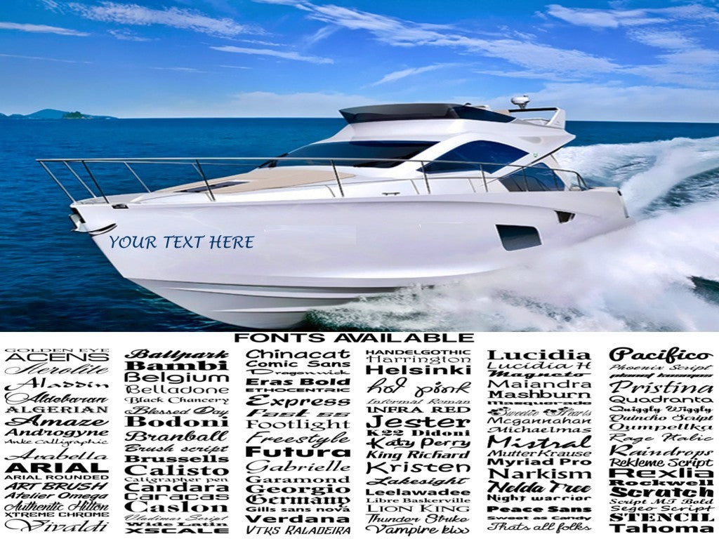 BN03 Boat Name Graphics Vinyl Printed Various Colour