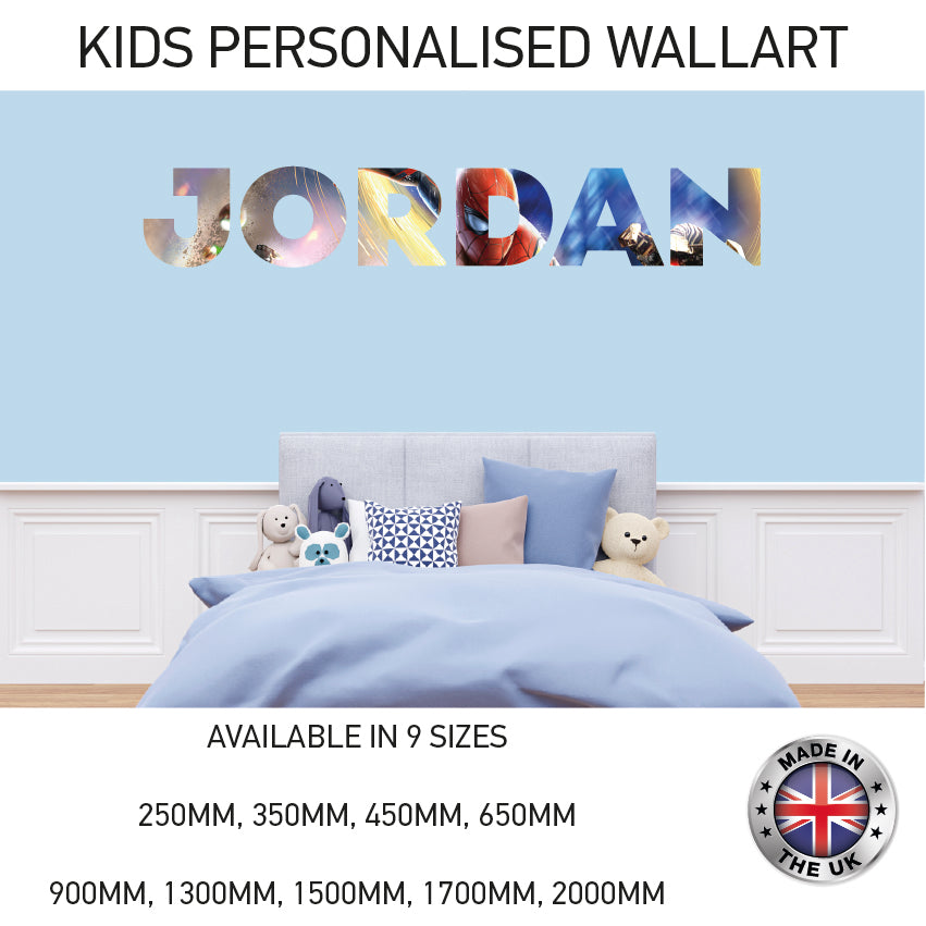 BPW01-20 Kids Personalised Name Wall Sticker Various Designs Available