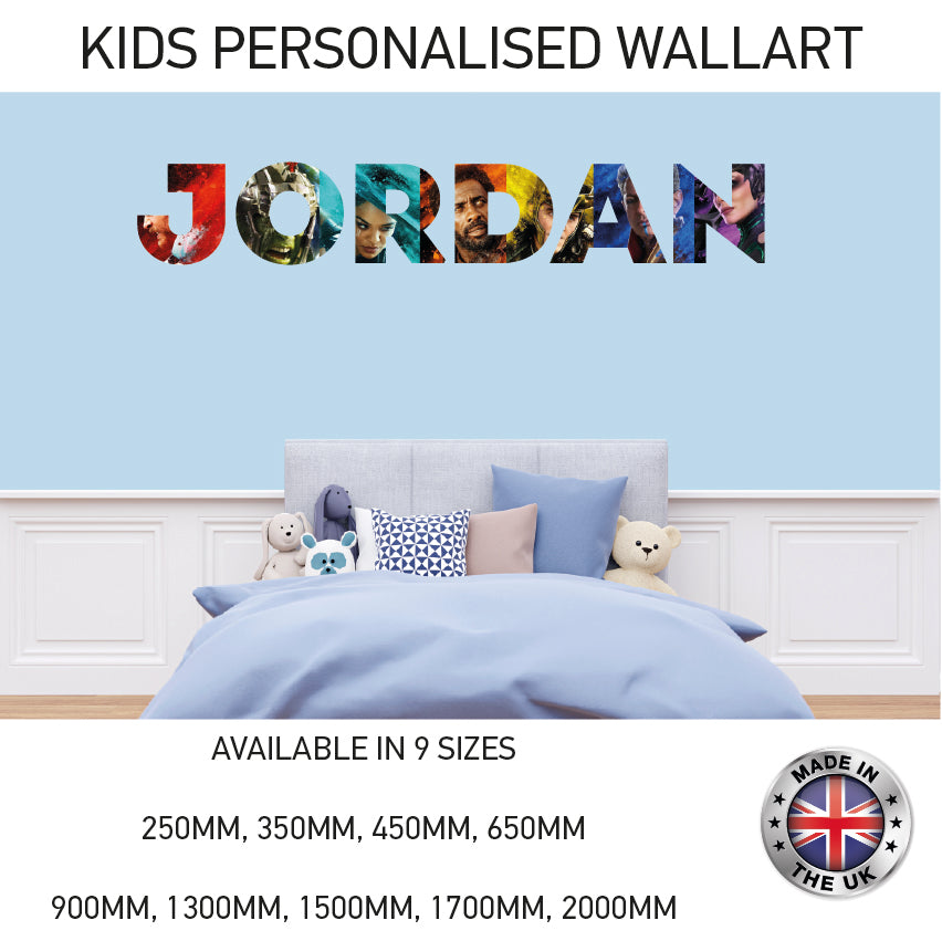 BPW01-20 Kids Personalised Name Wall Sticker Various Designs Available