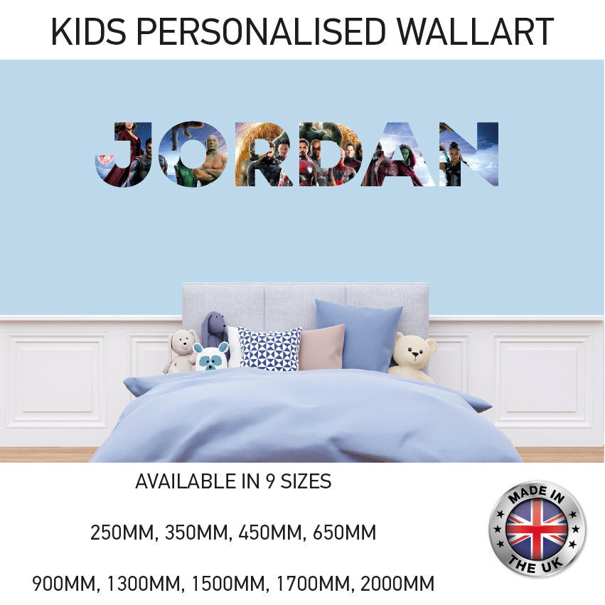 BPW01-20 Kids Personalised Name Wall Sticker Various Designs Available