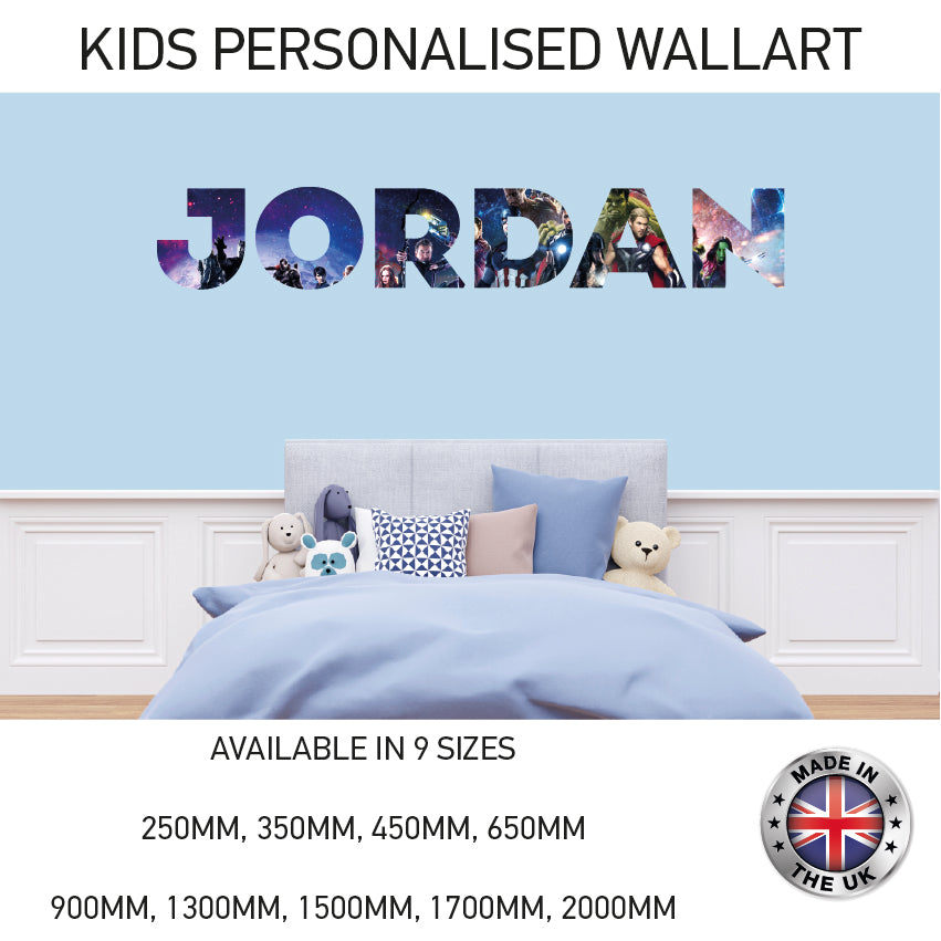 BPW01-20 Kids Personalised Name Wall Sticker Various Designs Available