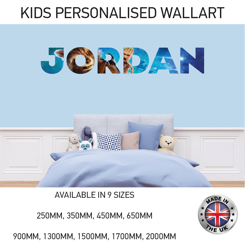 BPW01-20 Kids Personalised Name Wall Sticker Various Designs Available
