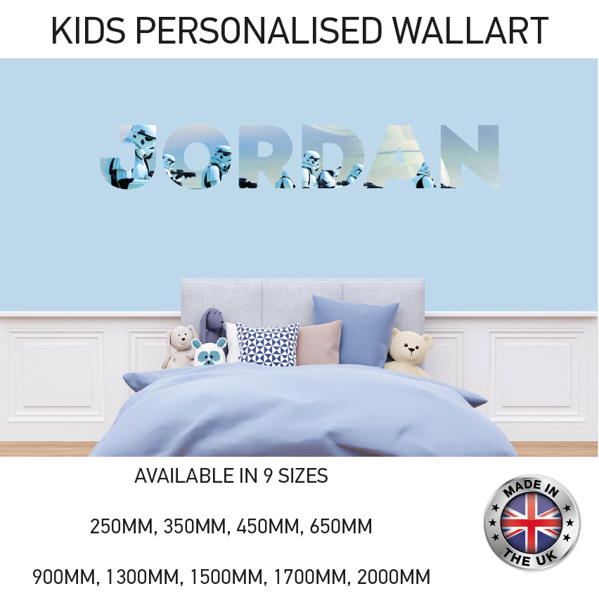 BPW01-20 Kids Personalised Name Wall Sticker Various Designs Available
