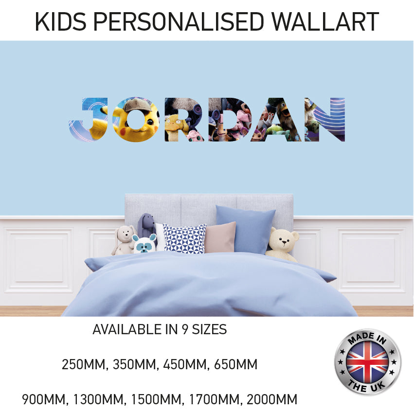 BPW01-20 Kids Personalised Name Wall Sticker Various Designs Available