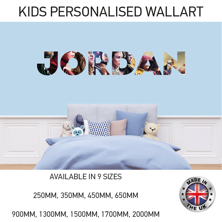 BPW01-20 Kids Personalised Name Wall Sticker Various Designs Available