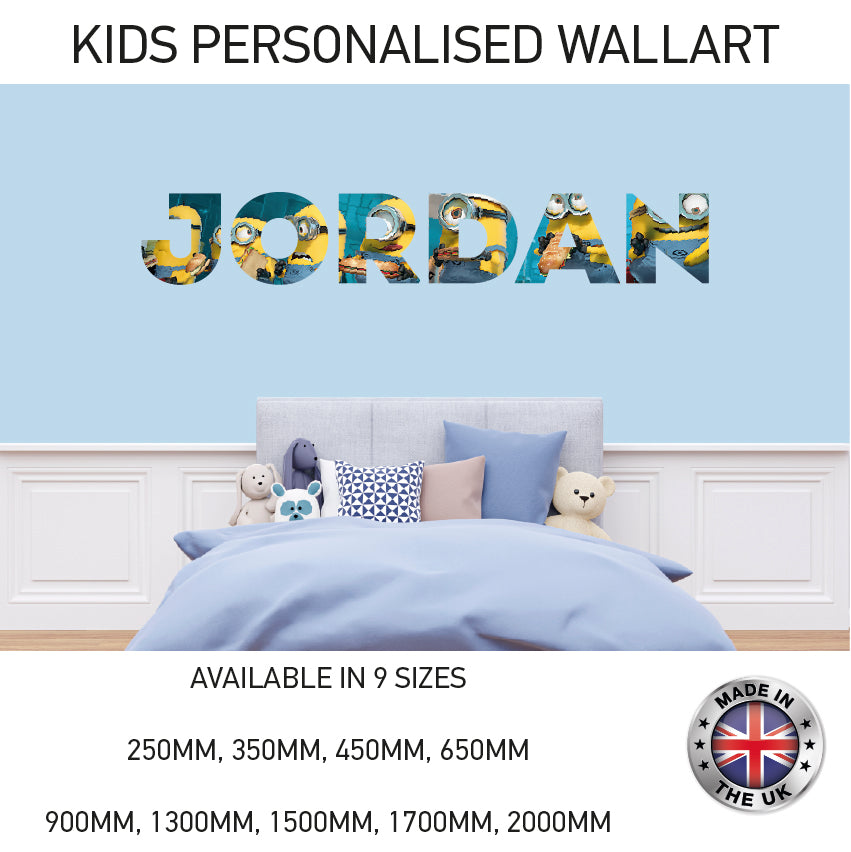 BPW01-20 Kids Personalised Name Wall Sticker Various Designs Available