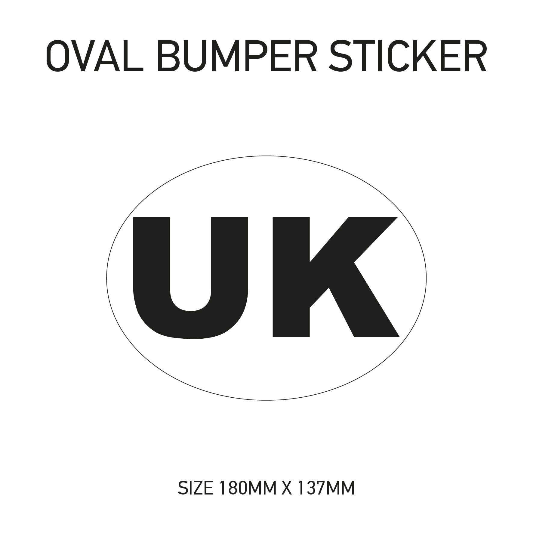 White Oval Bumper Sticker 180mm x 137mm BS01-49