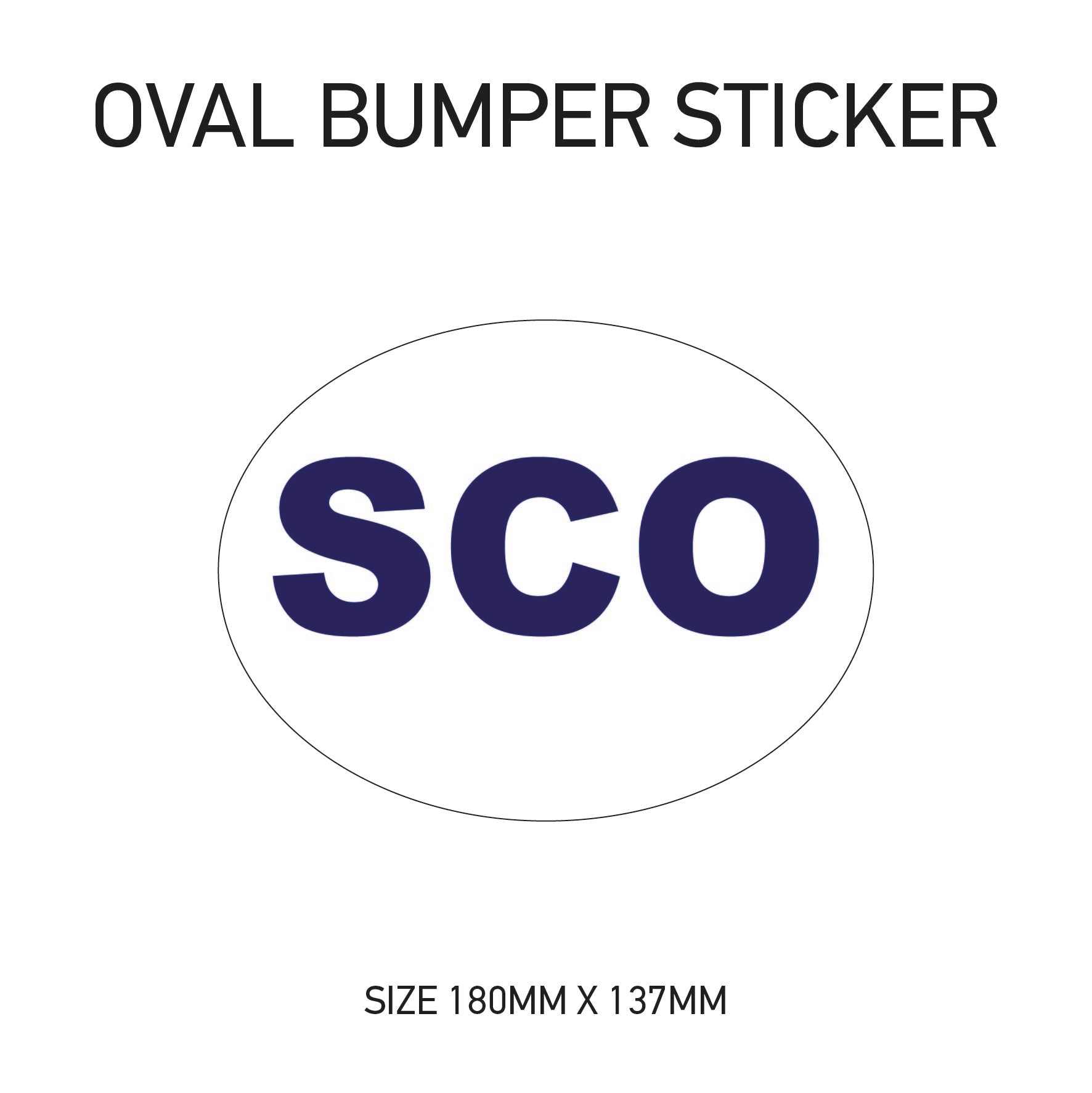 White Oval Bumper Sticker 180mm x 137mm BS01-49