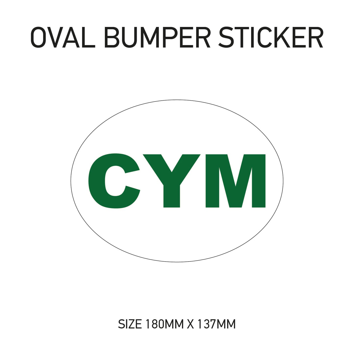White Oval Bumper Sticker 180mm x 137mm BS01-49