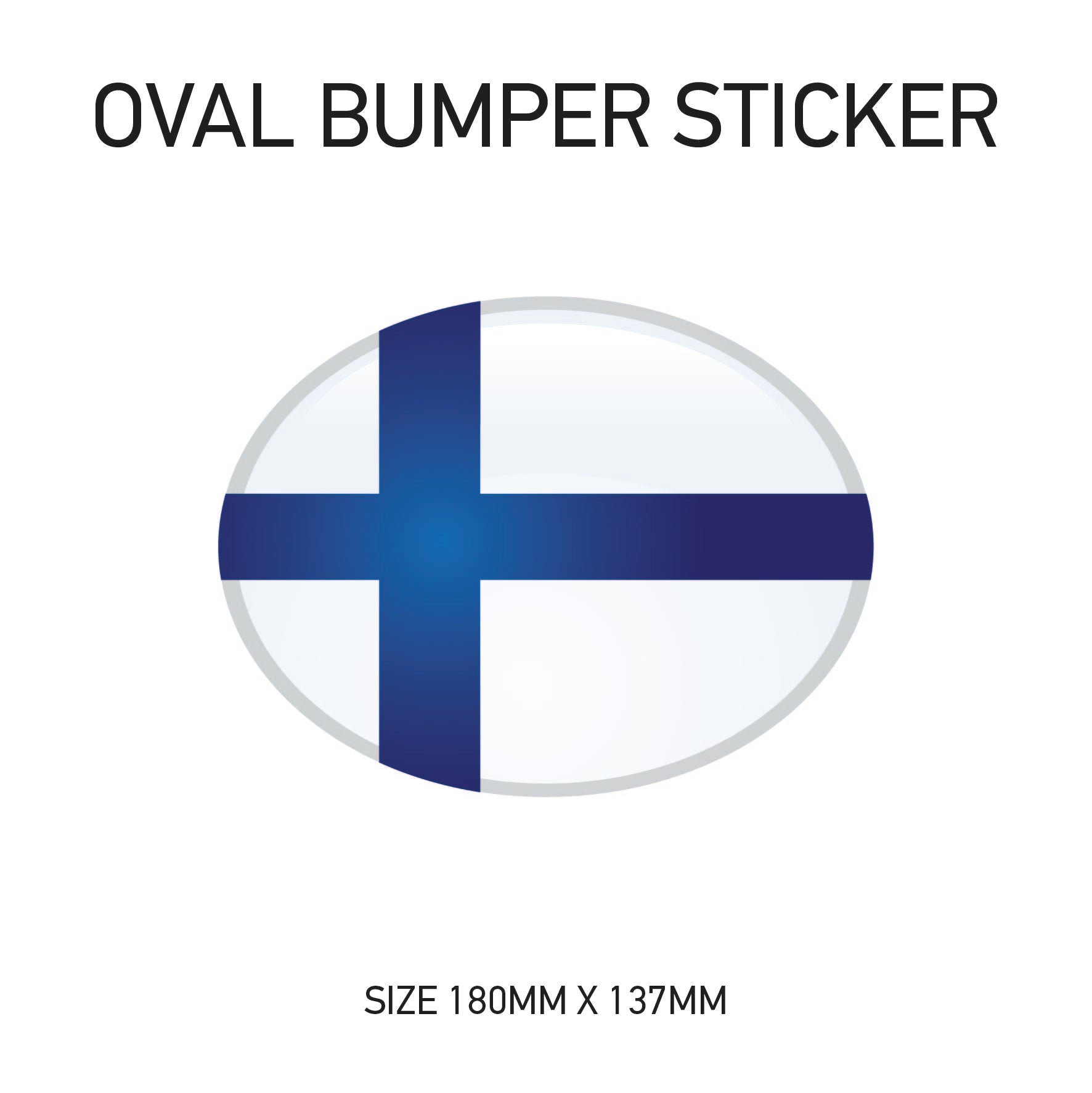 White Oval Bumper Sticker 180mm x 137mm BS01-49