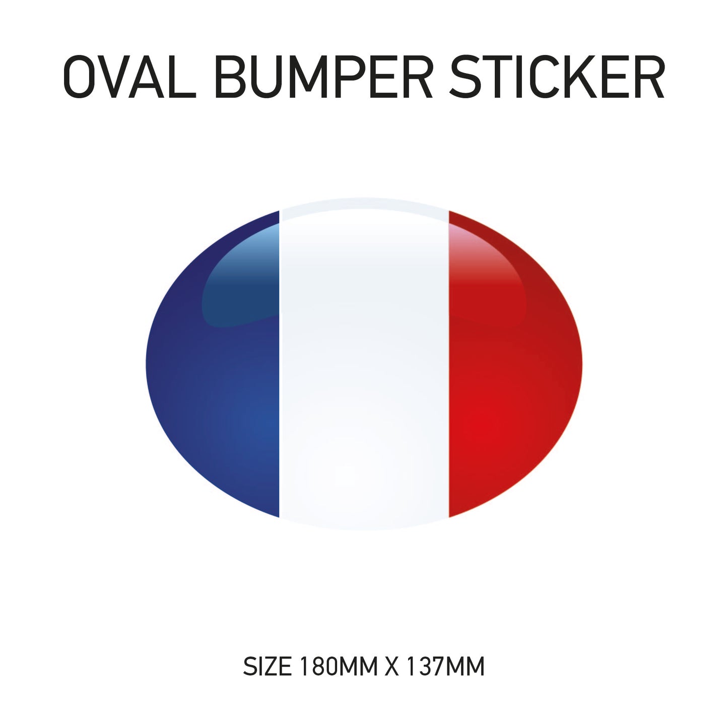 White Oval Bumper Sticker 180mm x 137mm BS01-49