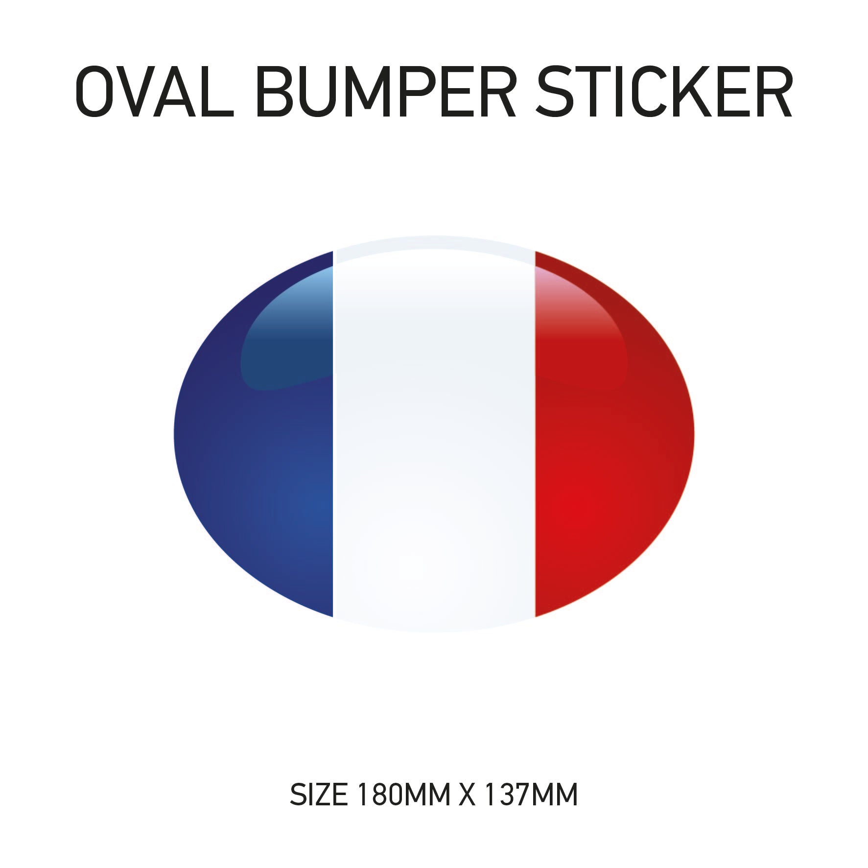 White Oval Bumper Sticker 180mm x 137mm BS01-49