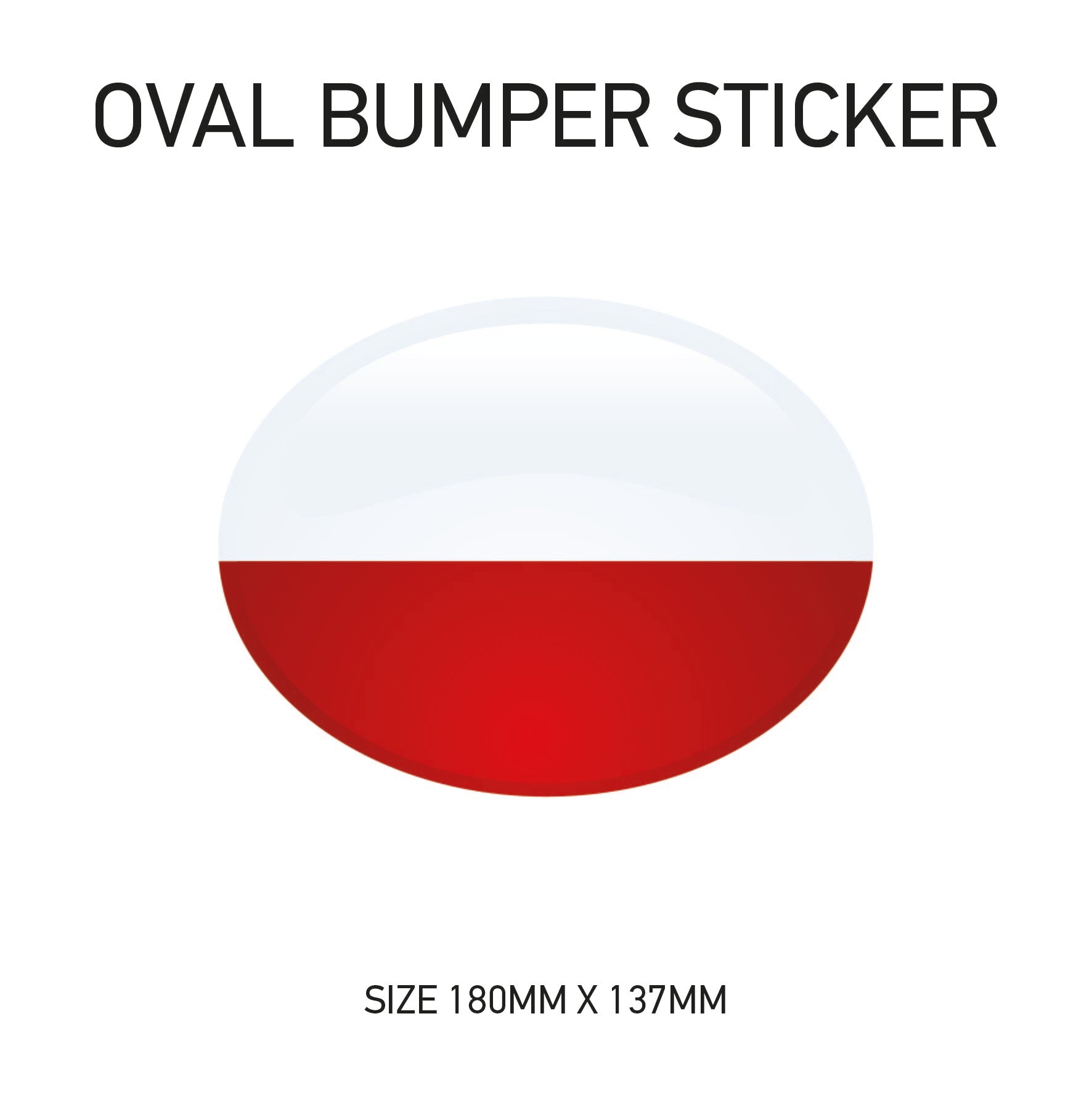 White Oval Bumper Sticker 180mm x 137mm BS01-49