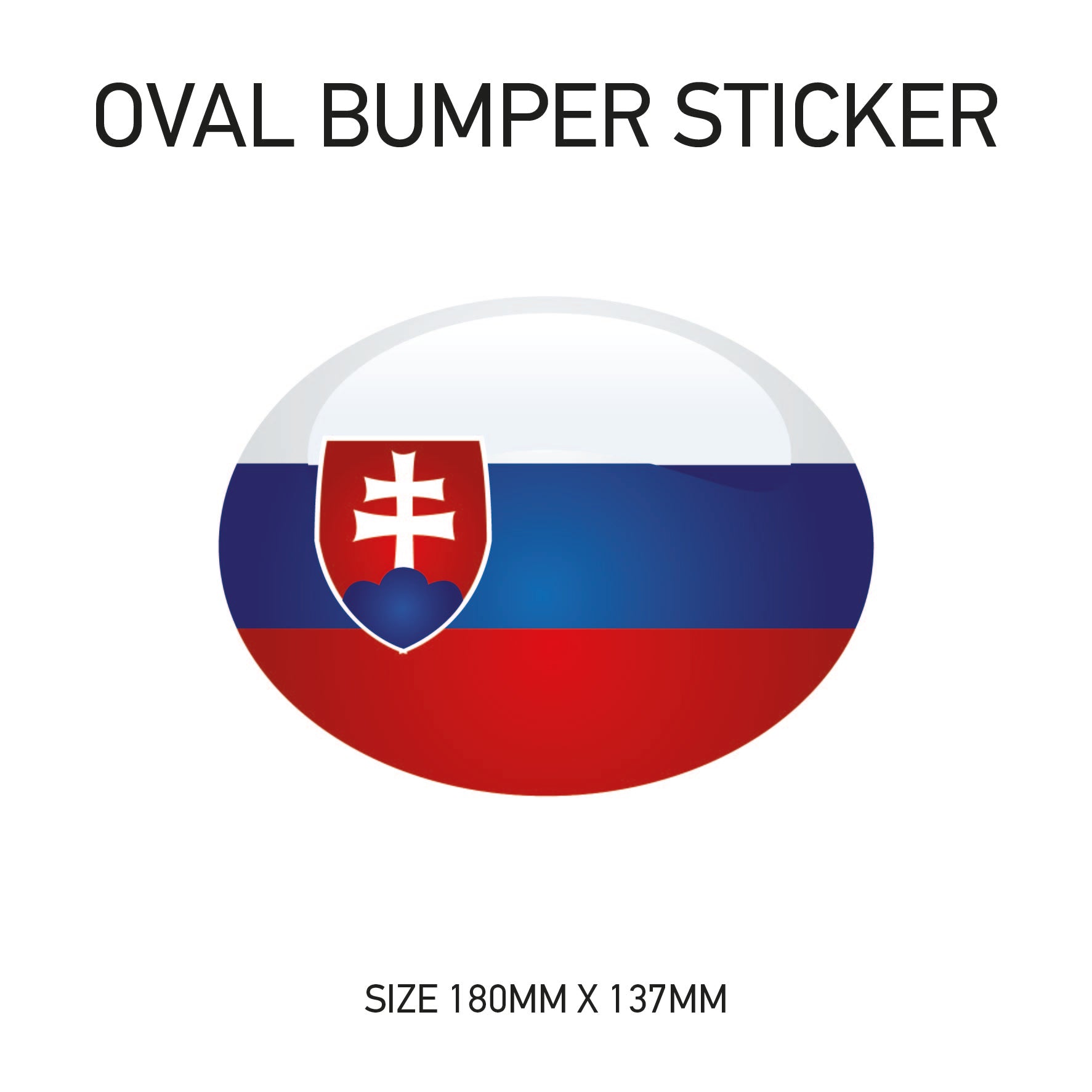 White Oval Bumper Sticker 180mm x 137mm BS01-49