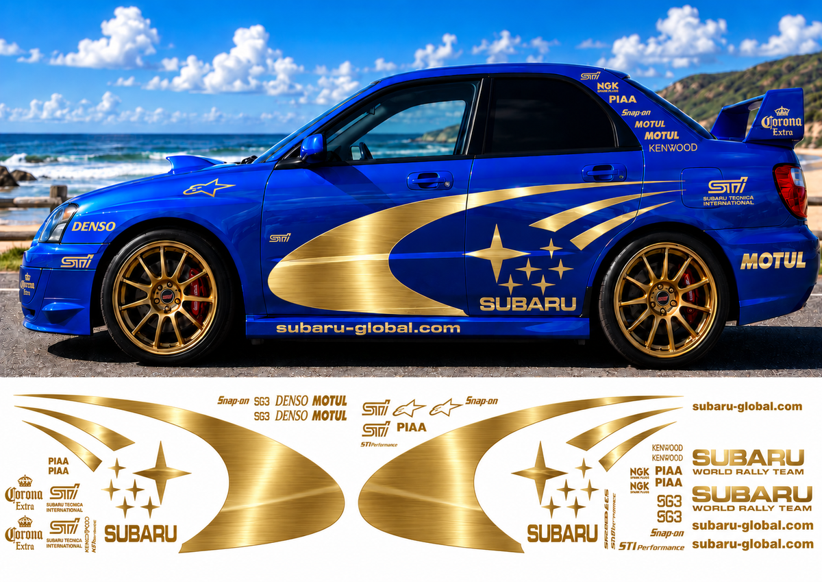 Subaru WRC Rally Kit 3 With Sponsors for Subaru Impreza Brushed Vinyl Only