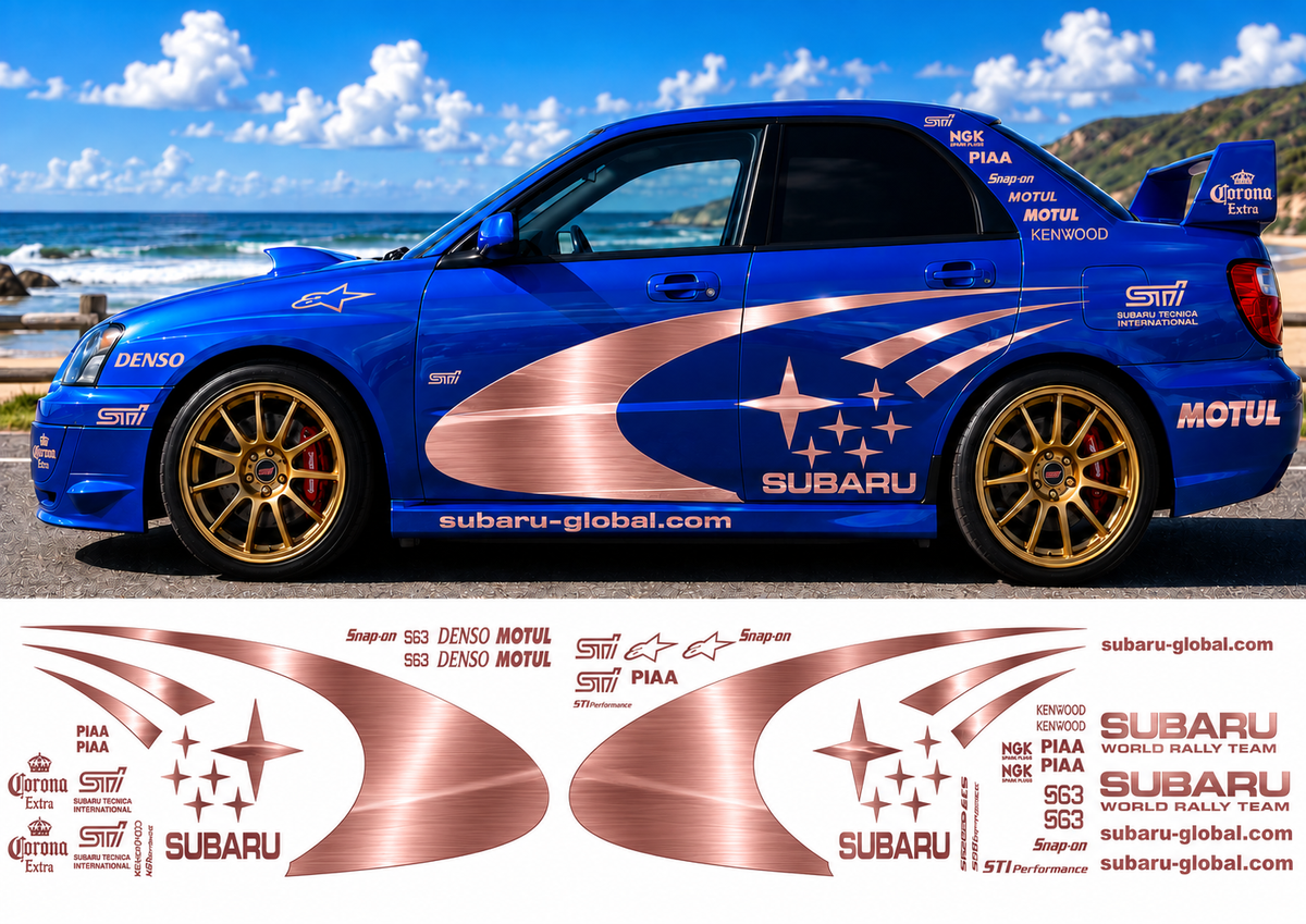 Subaru WRC Rally Kit 3 With Sponsors for Subaru Impreza Brushed Vinyl Only