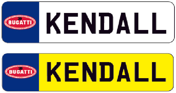 RIDE03 Kids Personalised Number Plates Front And Back with car logo