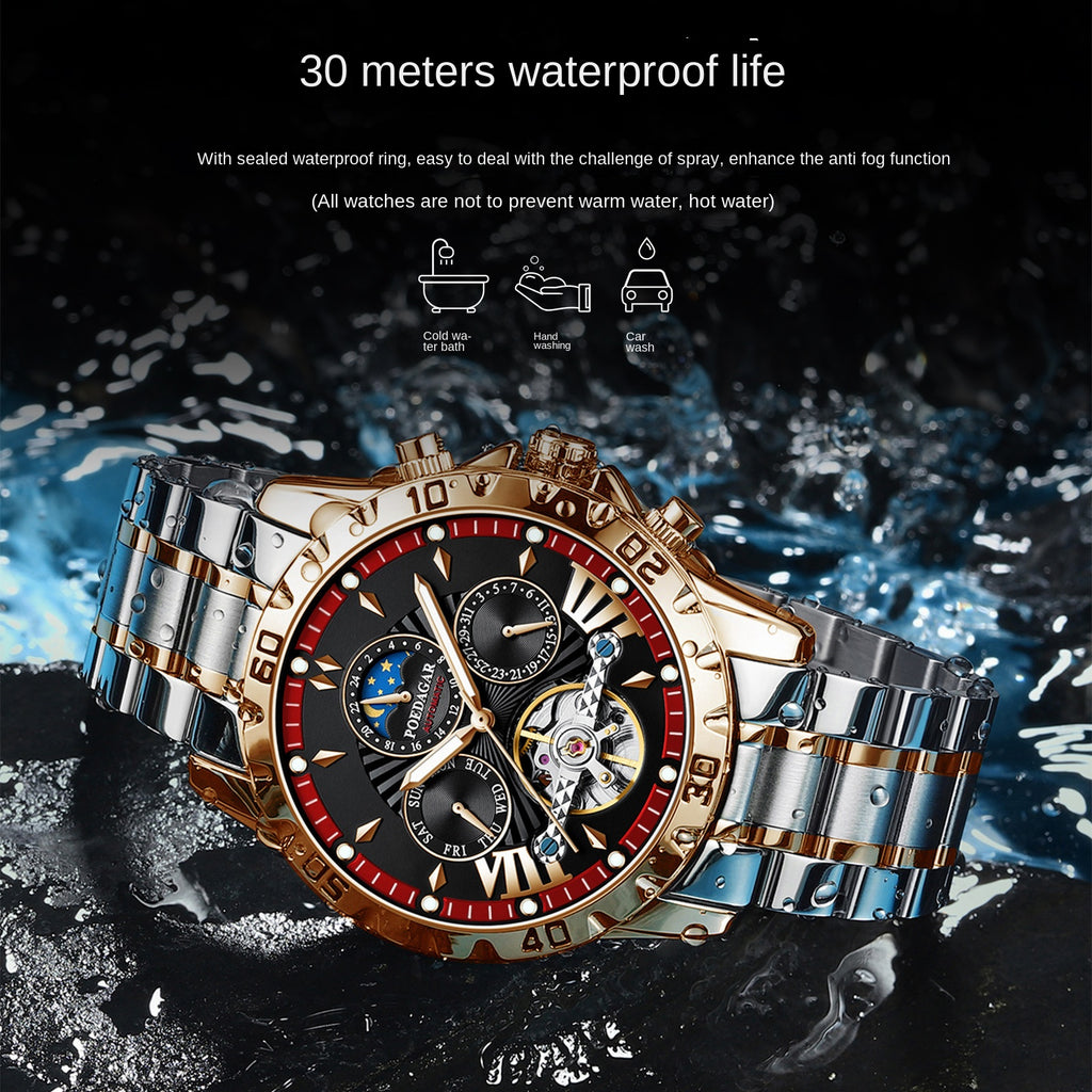 Swiss Brand Waterproof Automatic Mechanical Watch for Men