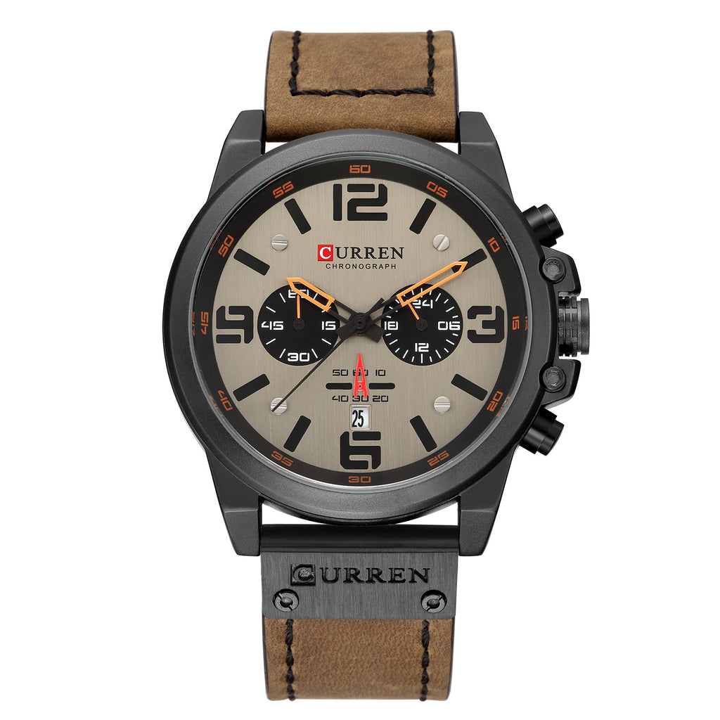 Men's Watch Sports Six Pin Quartz Watch Calendar Men's Watch Waterproof Belt Watch
