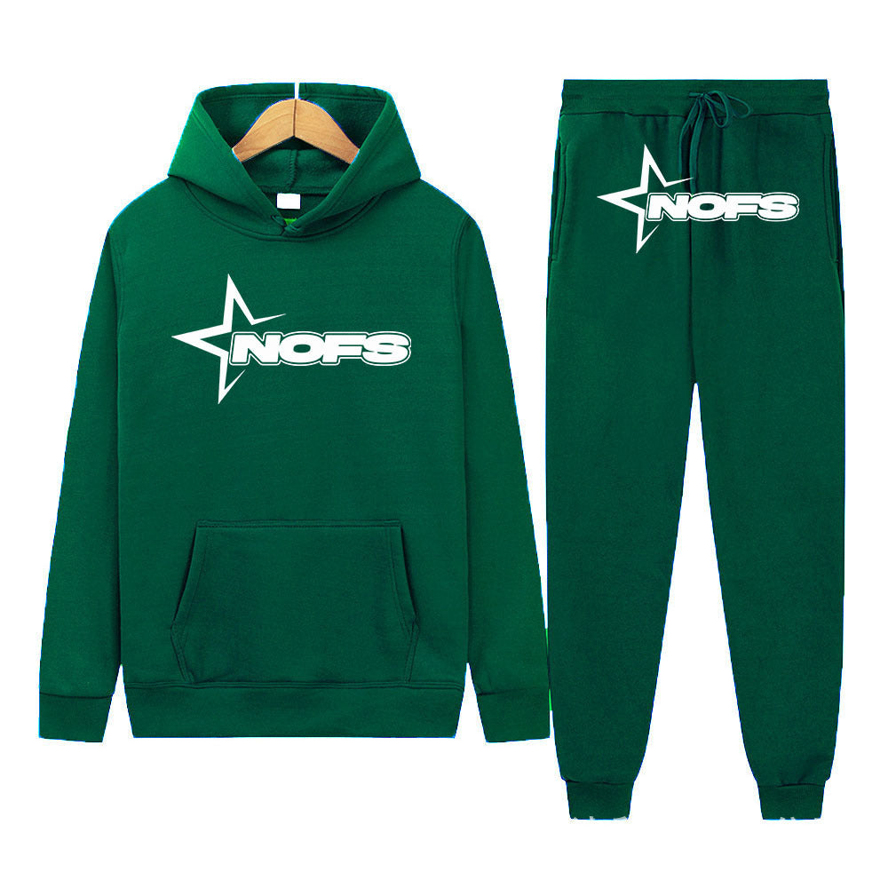 Y2K Goth Punk Rock Streetwear NOES Unisex Two-Piece Hoodie Set