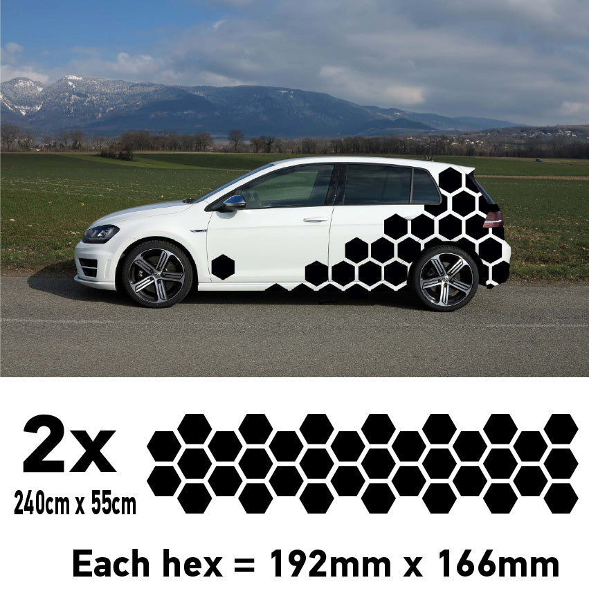 CCK1L Car Solid Large Hexagon Camouflage Side Kit Honeycomb Stickers Graphics