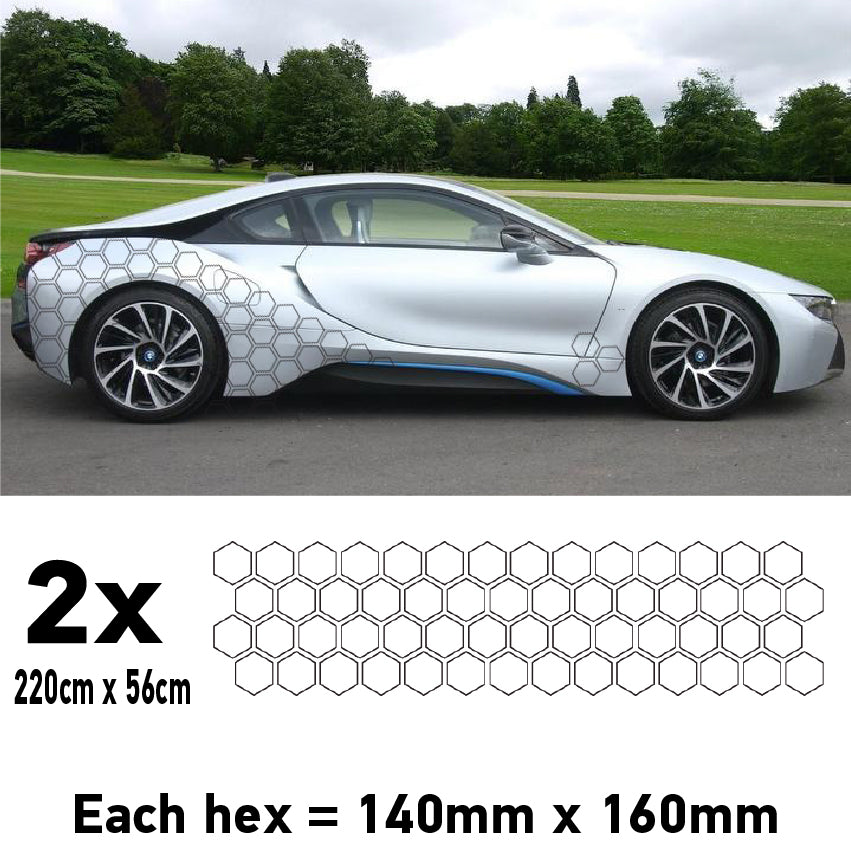 CCK4M Car Camouflage Kit Outline Hexagon Honeycomb Side Stickers Decals Graphics Vinyl