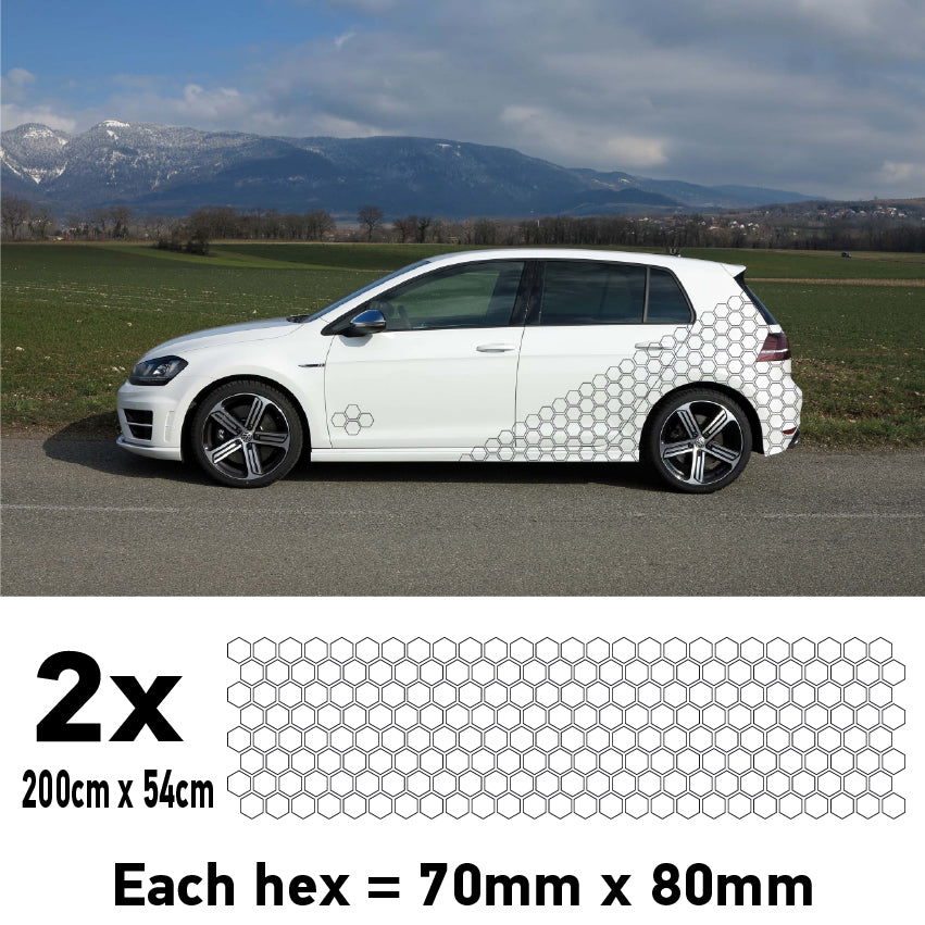 CCK4S Car Outline Small Hexagon Camouflage Side Kit Honeycomb Stickers Graphics