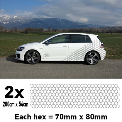 CCK4S Car Outline Small Hexagon Camouflage Side Kit Honeycomb Stickers Graphics
