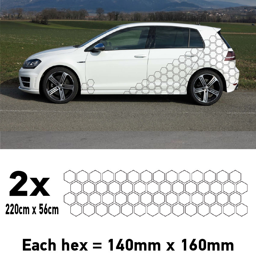CCK5M Car Camouflage Kit Outline Hexagon Honeycomb Side Stickers Decals Graphics Vinyl