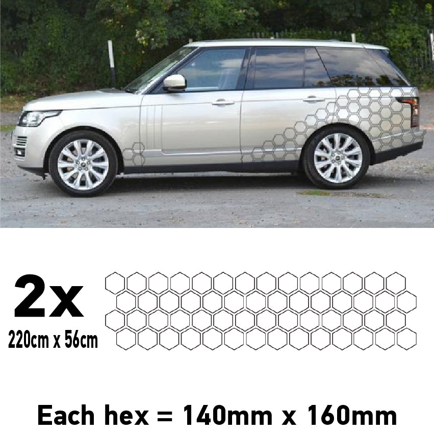 CCK6M Car Camouflage Kit Outline Hexagon Honeycomb Side Stickers Decals Graphics Vinyl