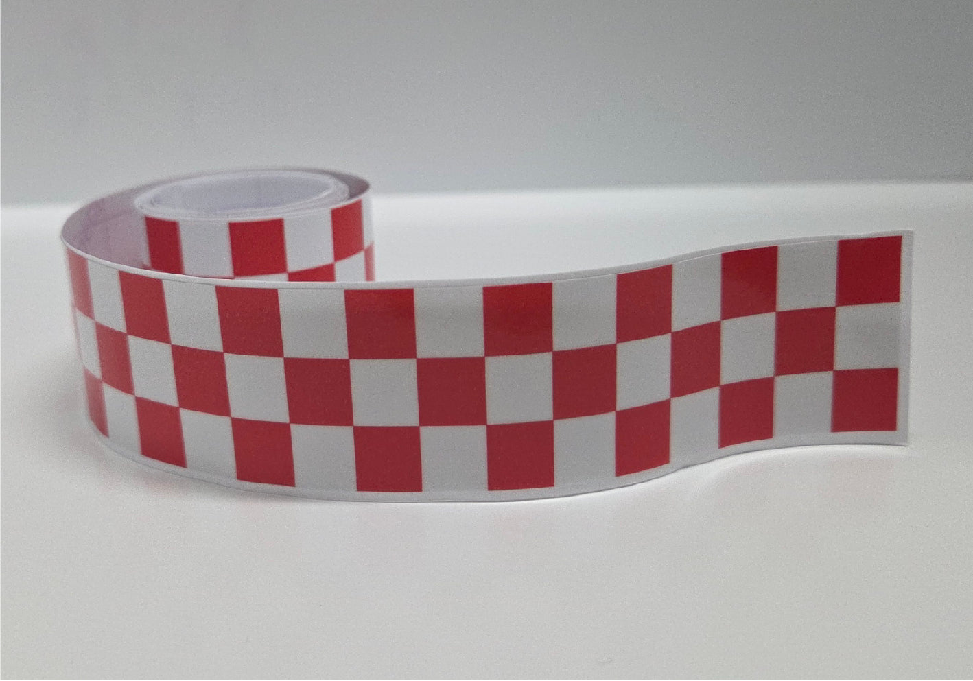 CFS03 Chequered Flag Red & White Tape 1220mm x 30mm x 2Pcs Racer Lambretto