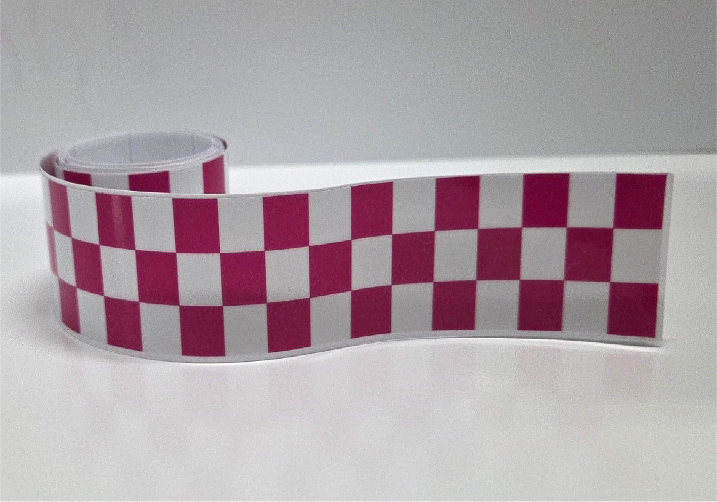CFS05 Chequered Flag Pink & White Tape 1220mm x 30mm x 2Pcs Racer Lambretto