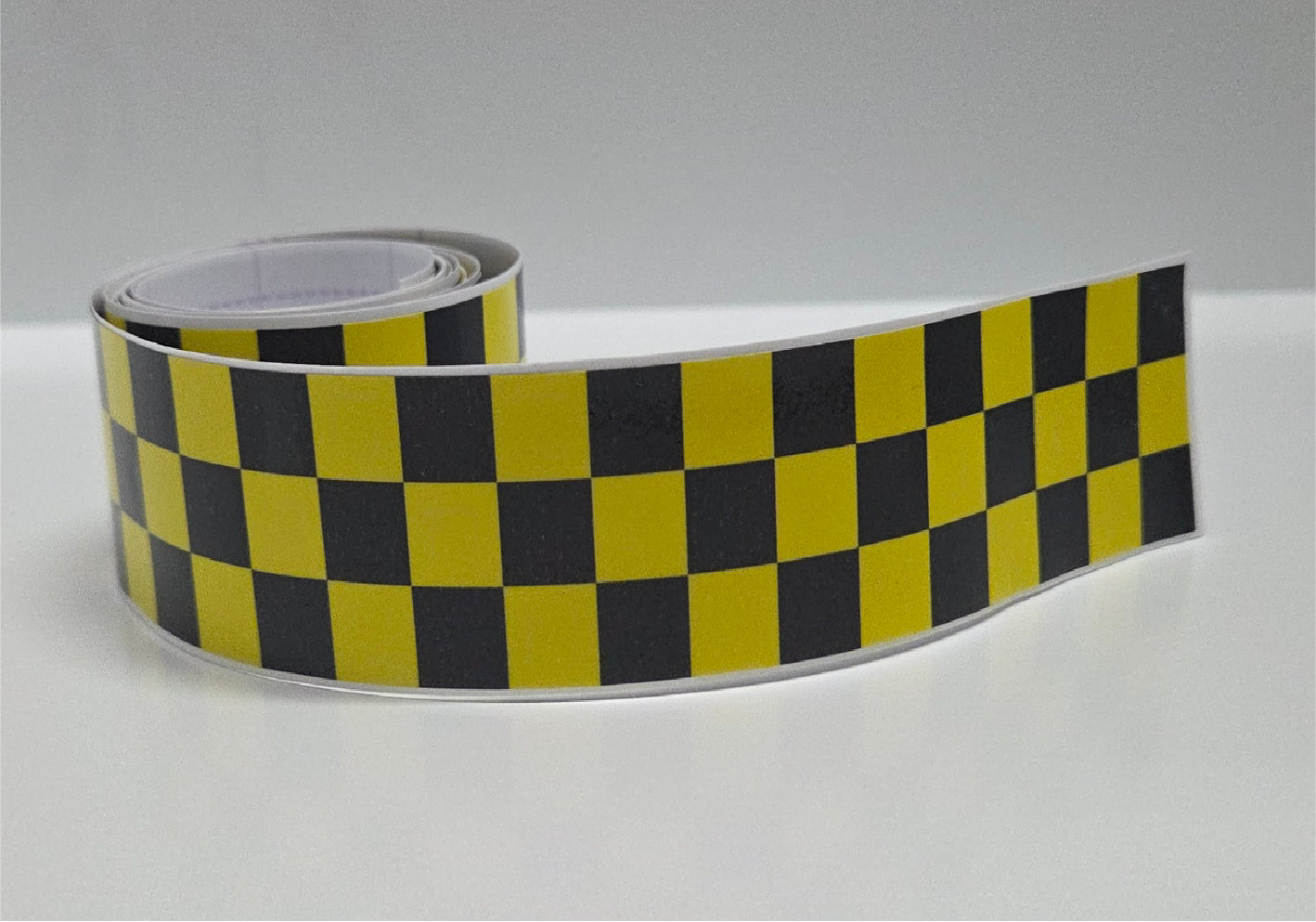 CFS07 Chequered Flag Yellow & Black Tape 1220mm x 30mm x 2Pcs Racer Lambretto