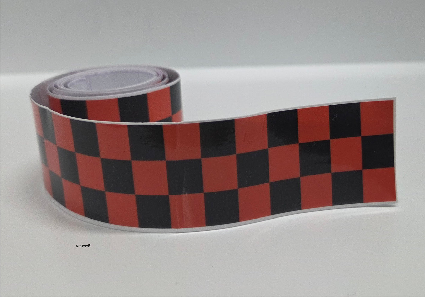 CFS08 Chequered Flag Orange & Black Tape 1220mm x 30mm x 2Pcs Racer Lambretto