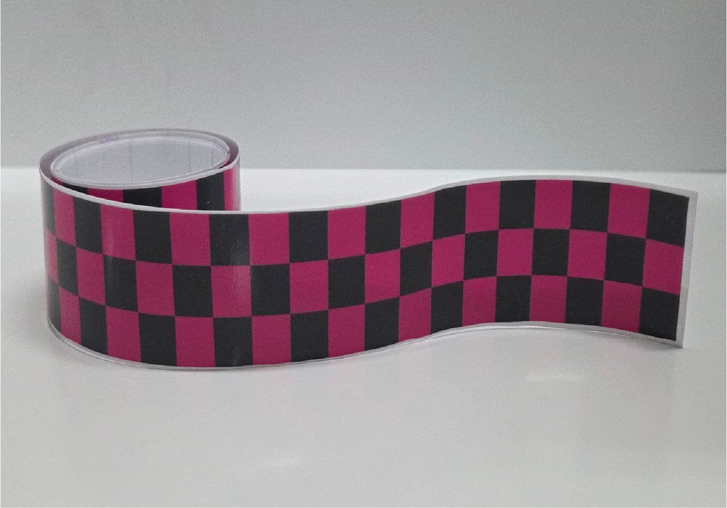 CFS09 Chequered Flag Pink & Black Tape 1220mm x 30mm x 2Pcs Racer Lambretto
