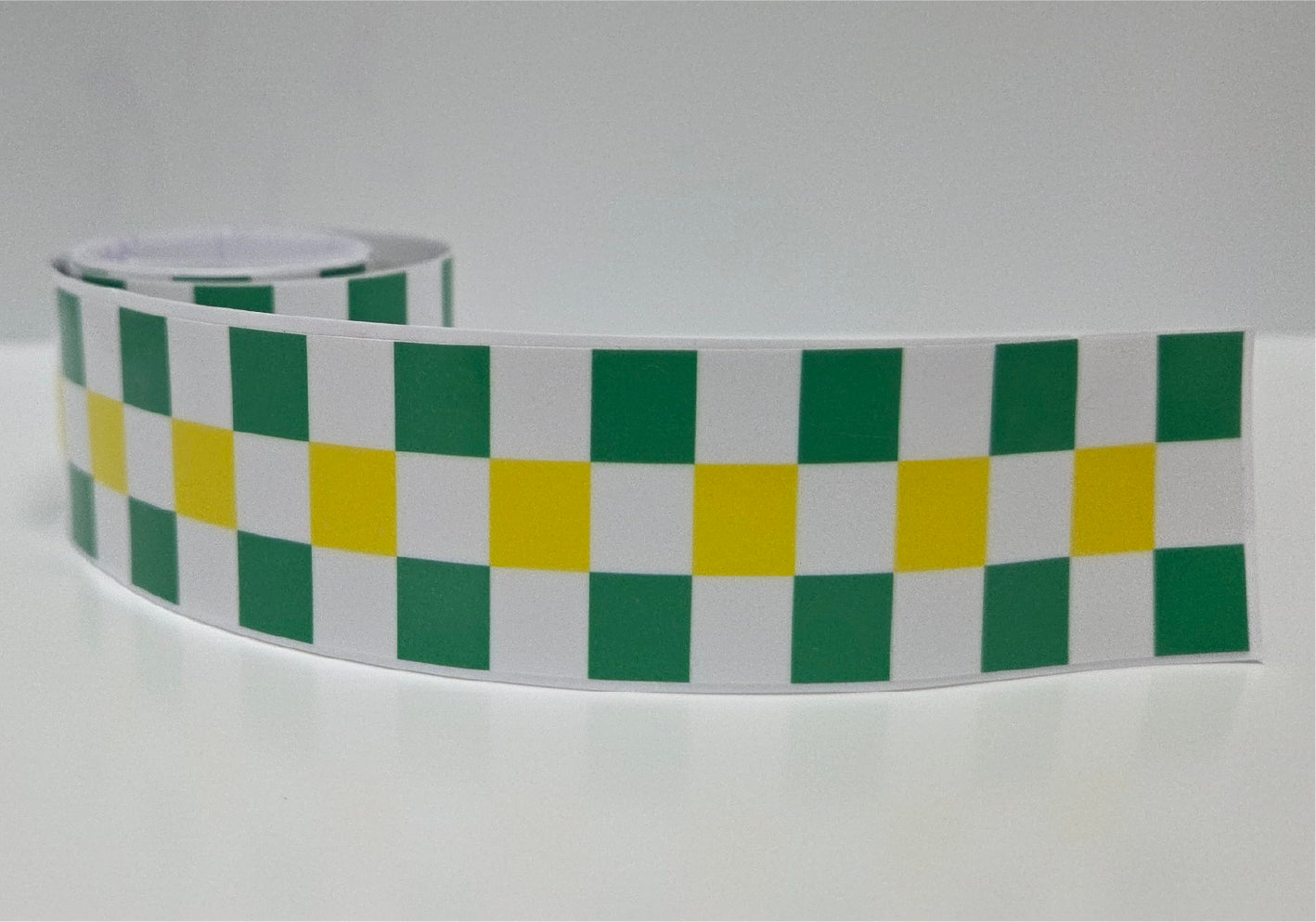 CFS11 Chequered Flag Green Yellow & White Tape 1220mm x 30mm x 2Pcs Racer Lambretto