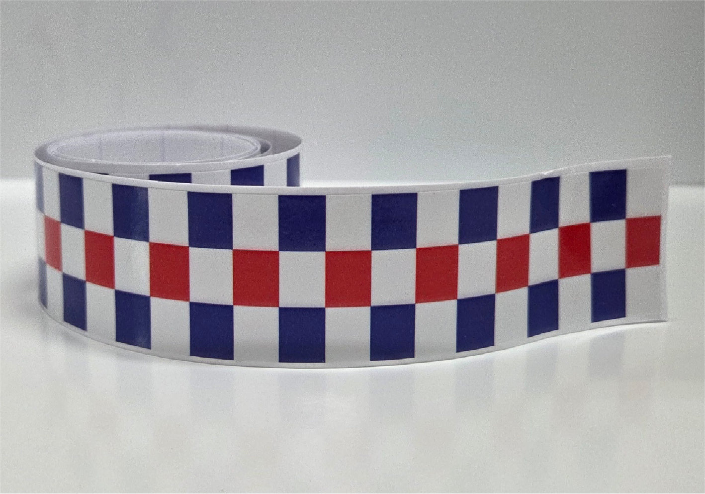 CFS12 Chequered Flag Blue Red & White Tape 1220mm x 30mm x 2Pcs Racer Lambretto