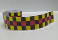 CFS13 Chequered Flag Black Yellow & Red Tape 1220mm x 30mm x 2Pcs Racer Lambretto
