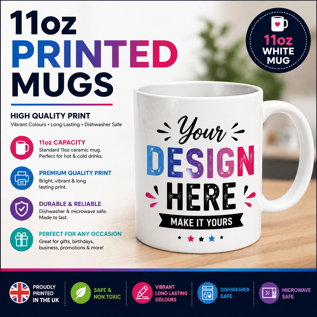 CPM02 Personalised 11oz Printed Mug – Custom Photo, Logo or Text Mug