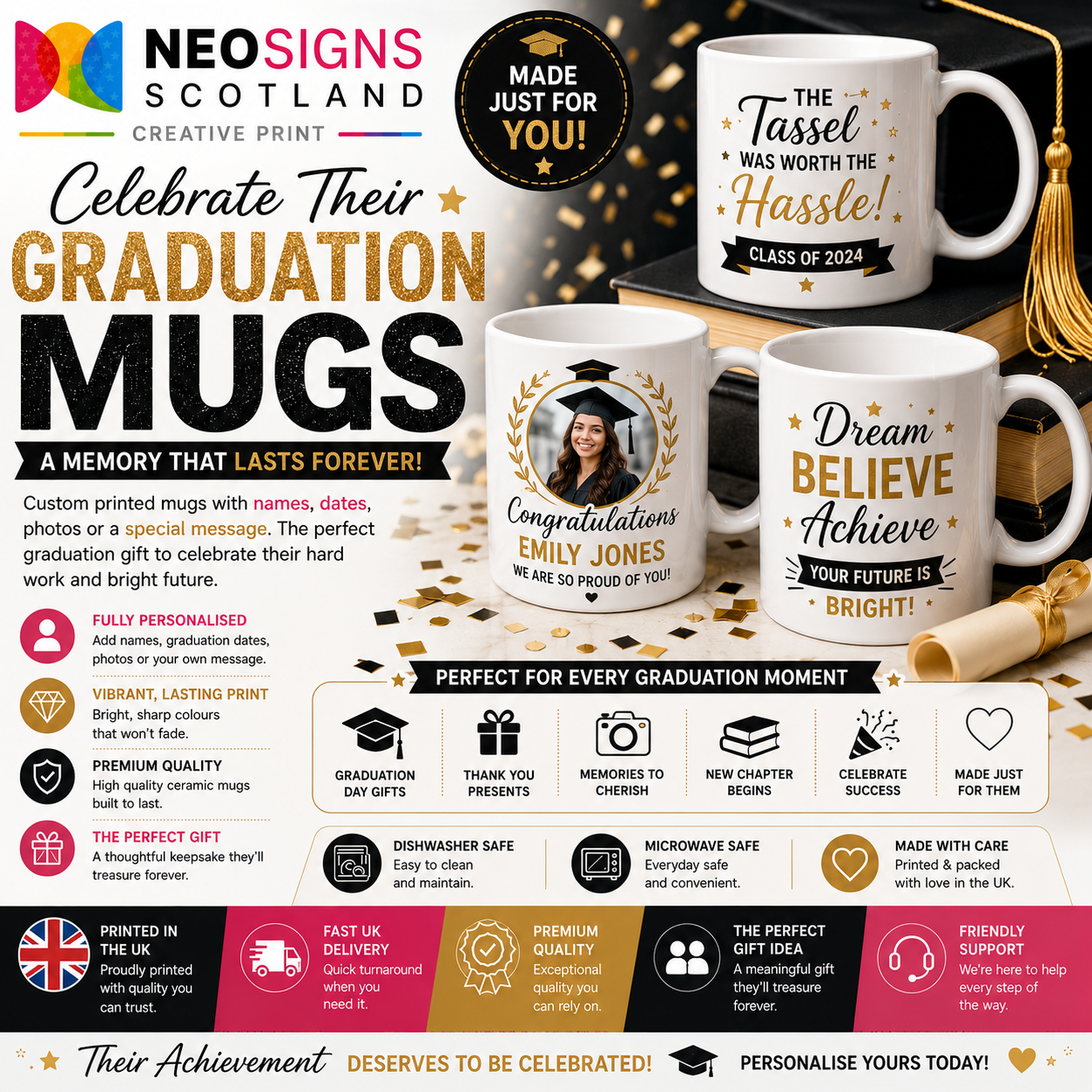 CPM09 Personalised Graduation Mug – Custom Graduate Keepsake Gift